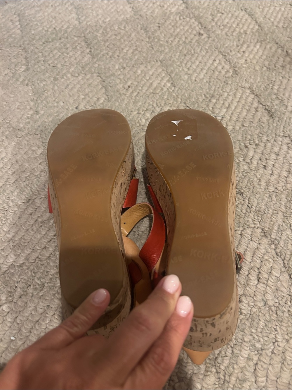 Kork-Ease Women's Red Leather Cork Wedge Sandals - Picture 11 of 13